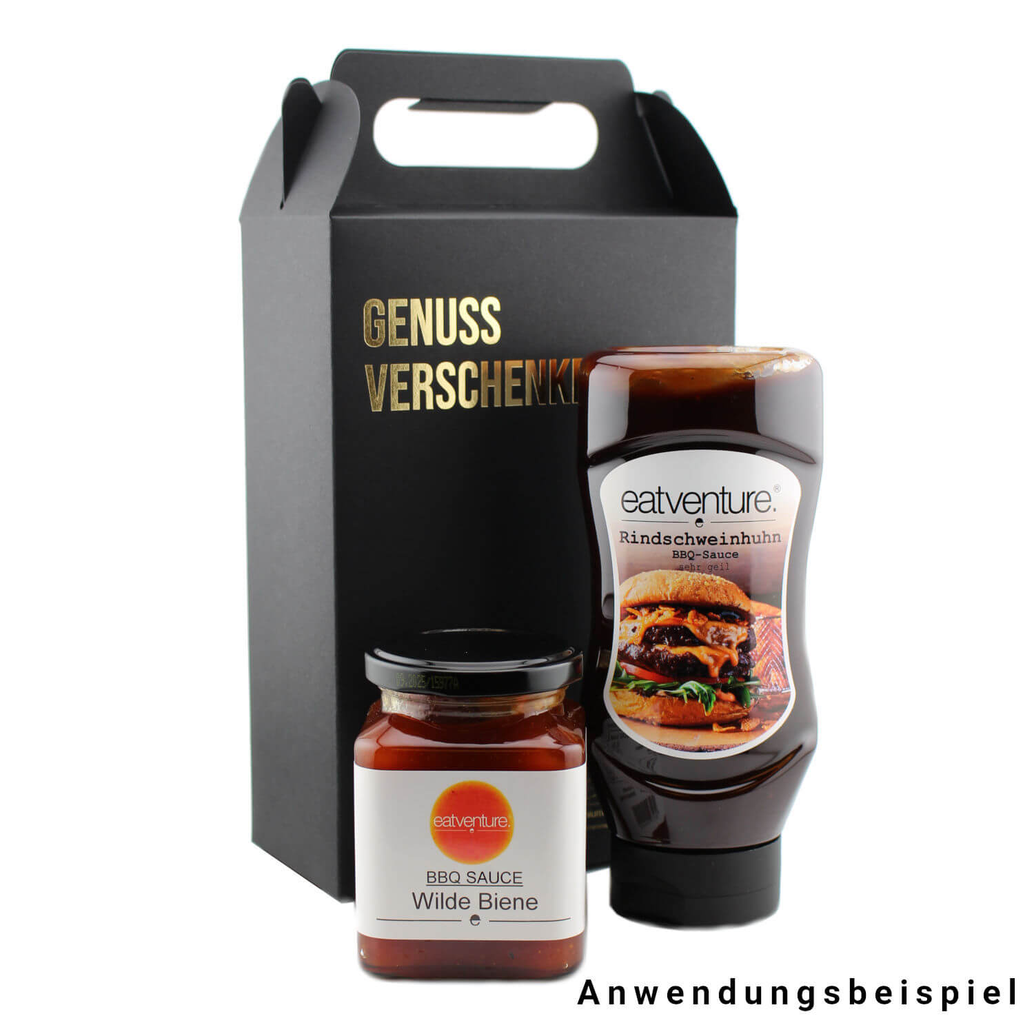 Geschenkbox schwarz, matt mit Goldprägung