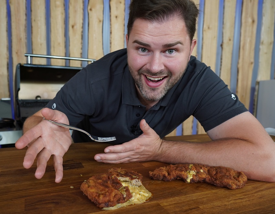 Rumpsteak-Schnitzel gefüllt mit Obatzda 