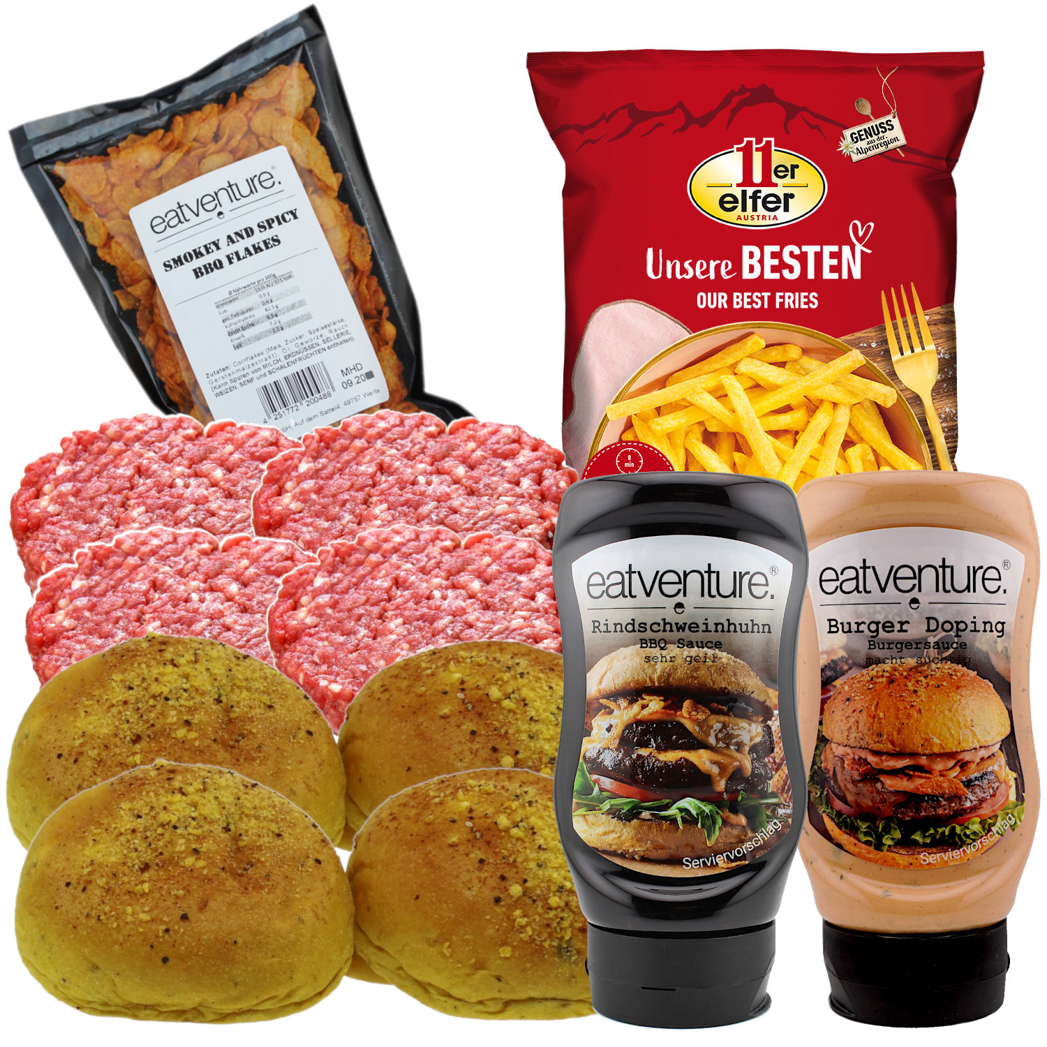 Paket "4er Burger + Pommes"