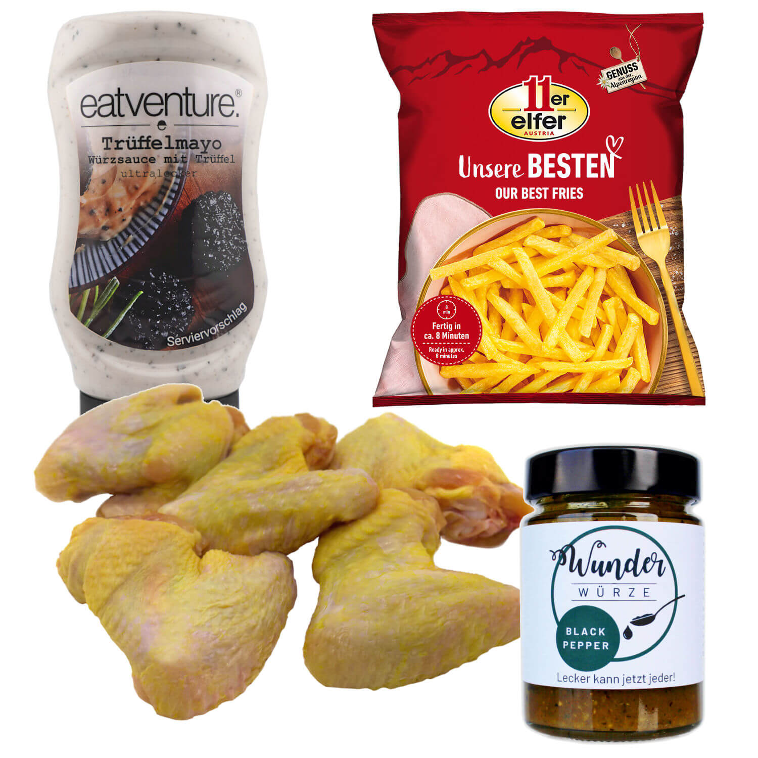 Paket "5er Chicken Wings + Pommes"