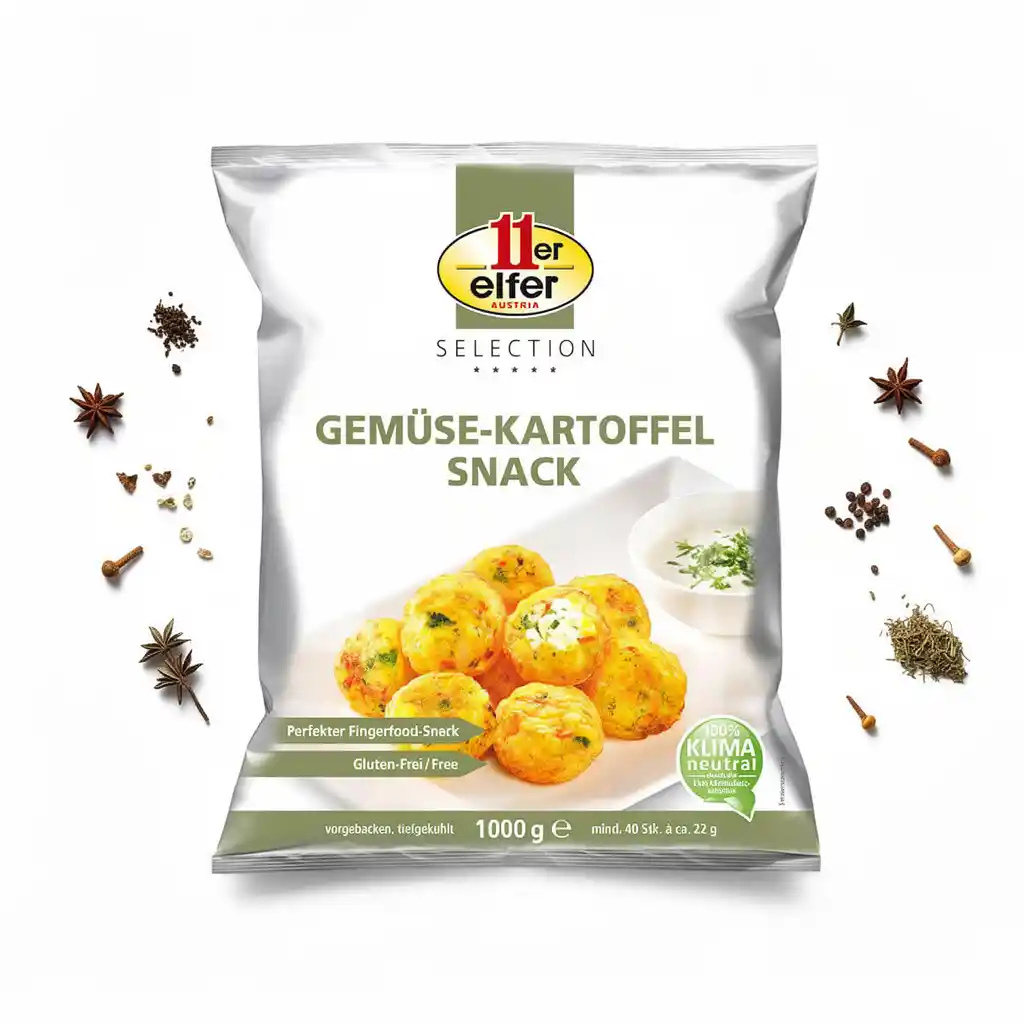 11er GmbH, Rösti Gemüse-Kartoffel Snack, 22g/Stück, 1000g Beutel