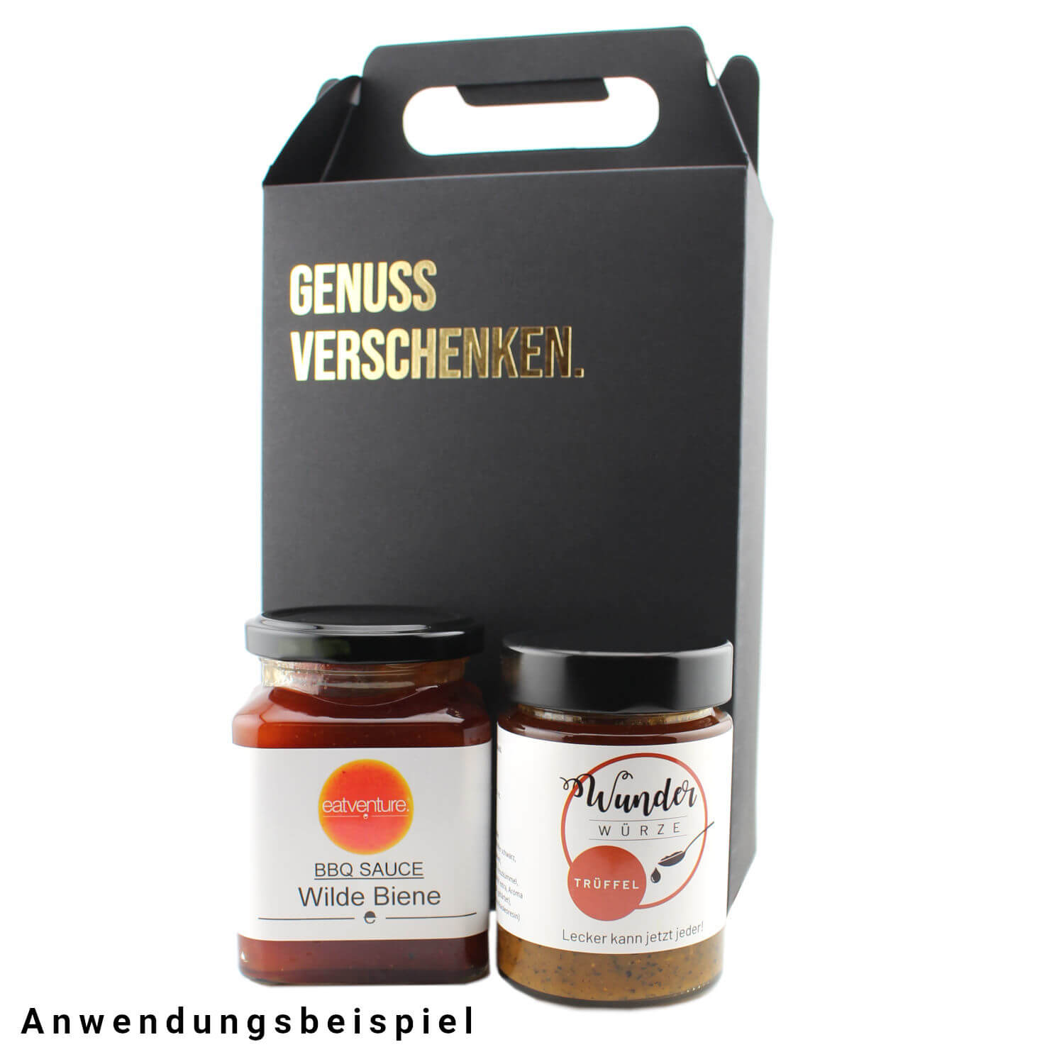 Geschenkbox schwarz, matt mit Goldprägung