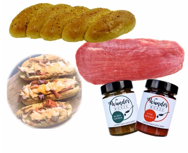 Paket "5er Philly Cheese Steak Sandwich Zutaten + Rezept"